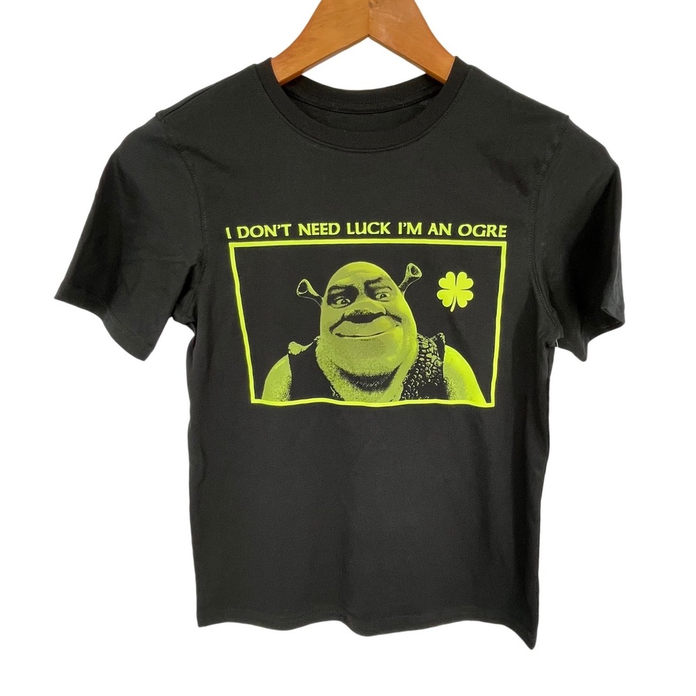Shrek I Don't Need Luck I'm An Ogre St Patricks Day T-Shirt‎ Mens Large Black